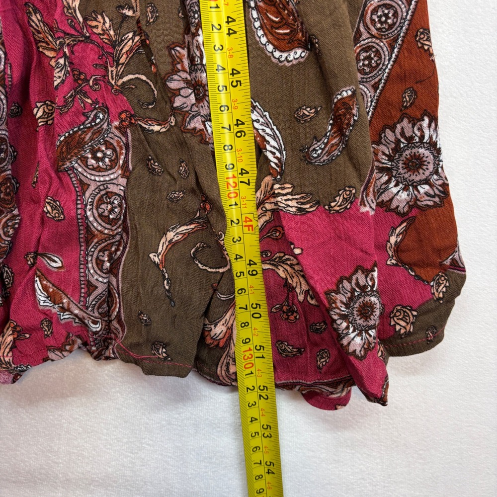 GiGIO Boho Paisley Maxi Dress Women V Neck Long Sleeve Fall Style New Medium - Picture 7 of 9